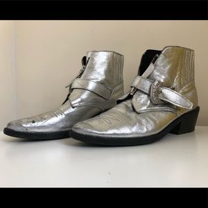 Metallic silver cowboy booties